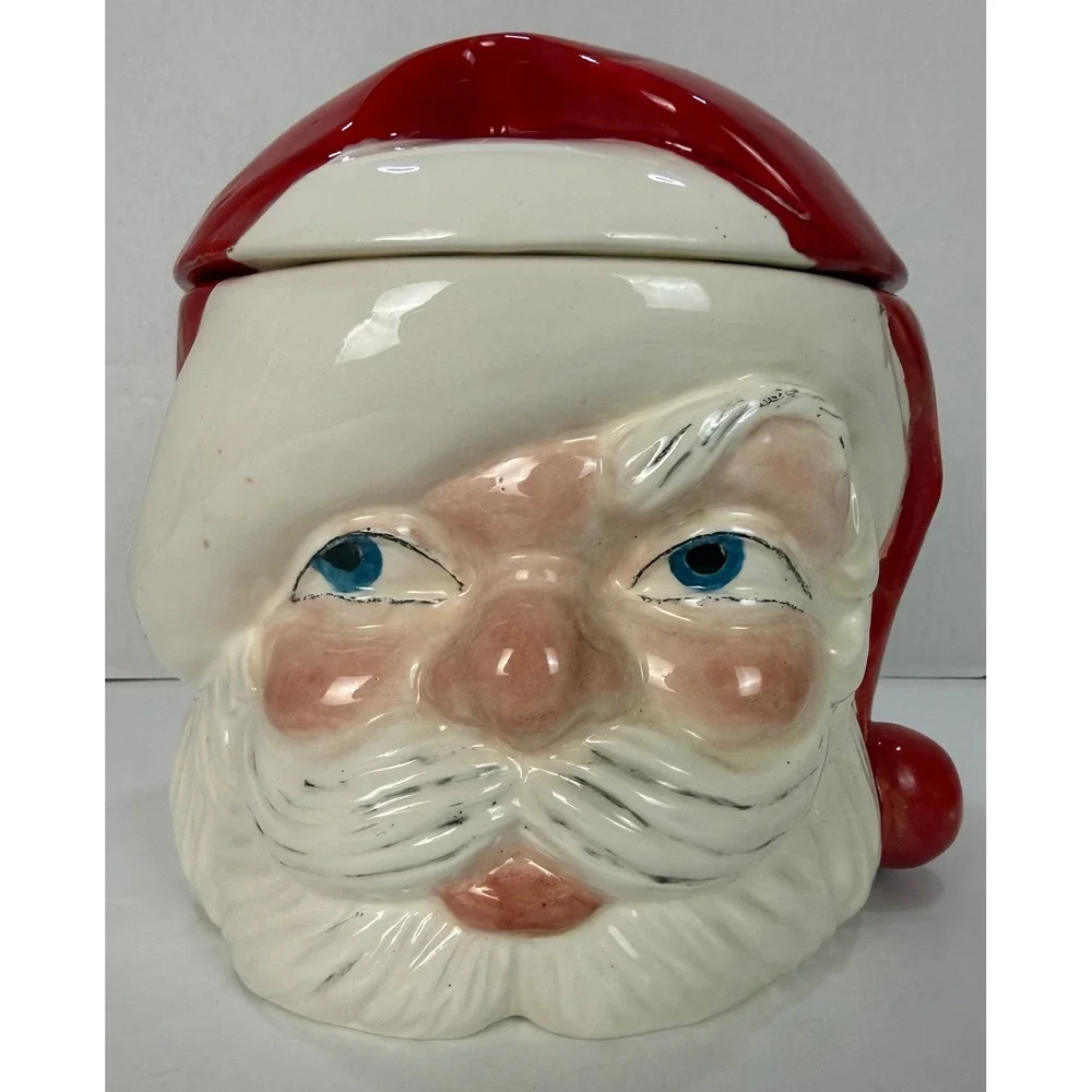 Vtg 50s Jamar Mallory Ceramic Studio Santa Claus Large Cookie Jar MCM Inscribed